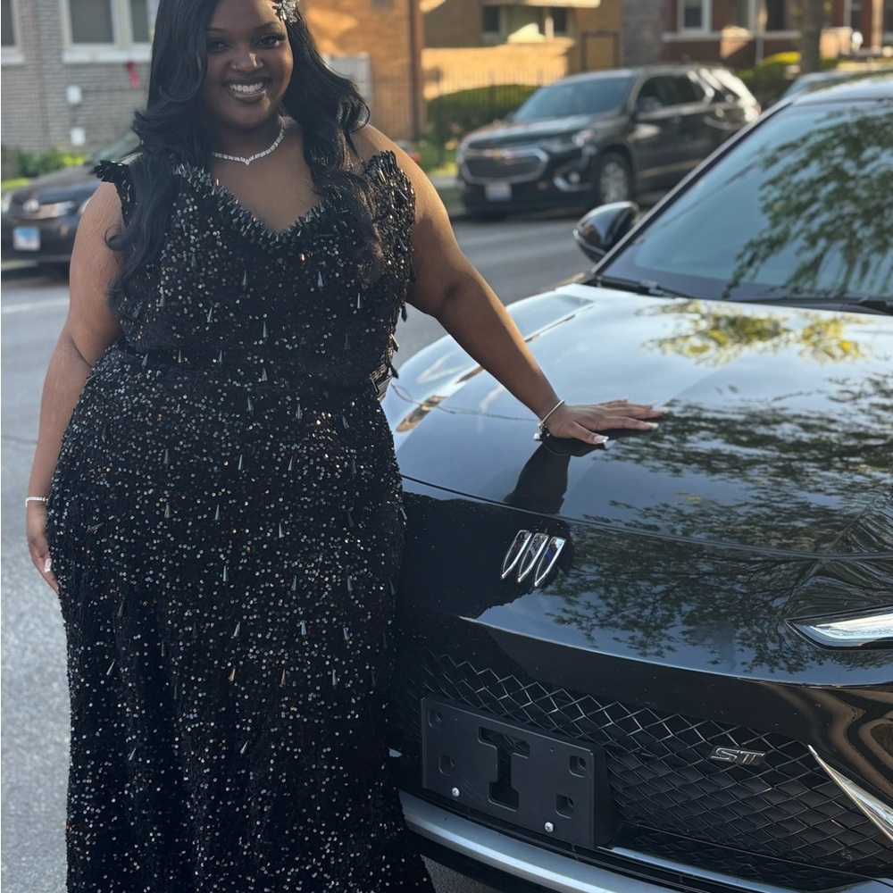 Elegant Black Sequin Evening Gown